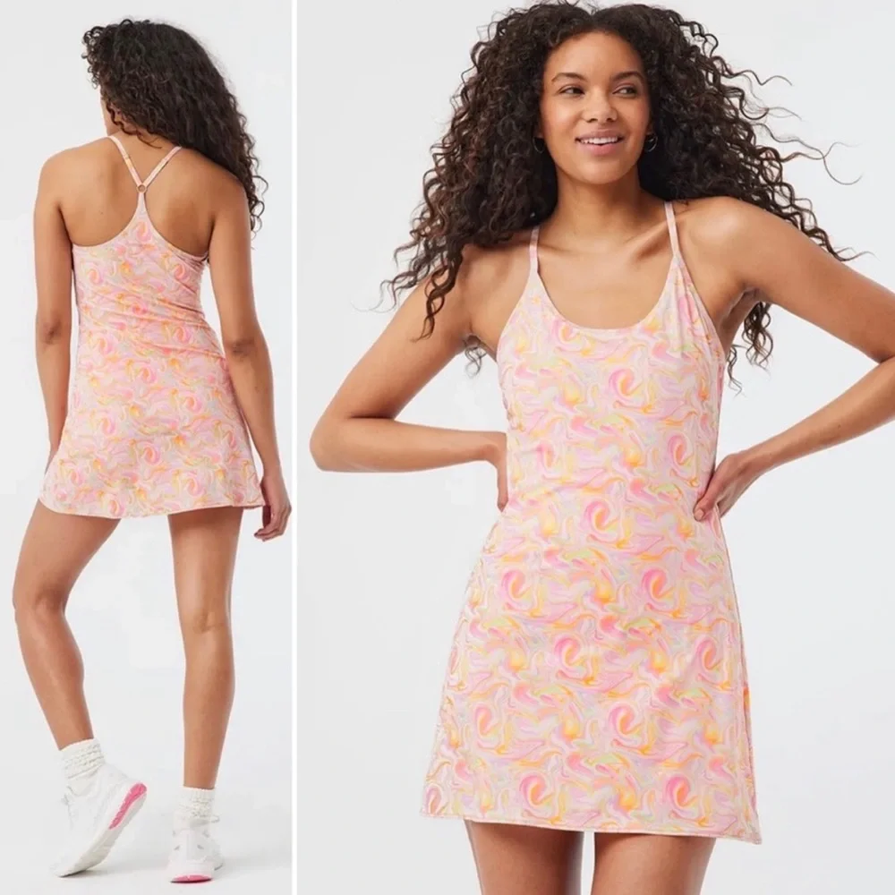 Outdoor Voices The Original Exercise Mini Dress in Pink Marble Size Medium